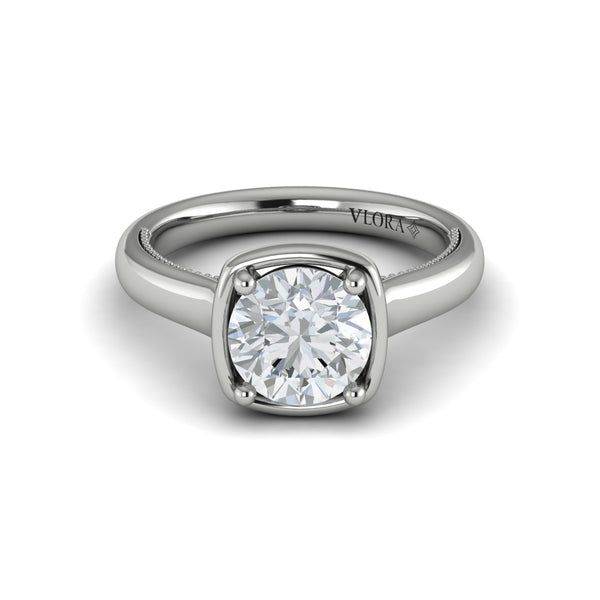 Round Classic Engagement Ring in Platinum by Vlora Bridal