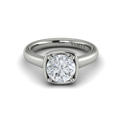 Round Classic Engagement Ring in Platinum by Vlora Bridal