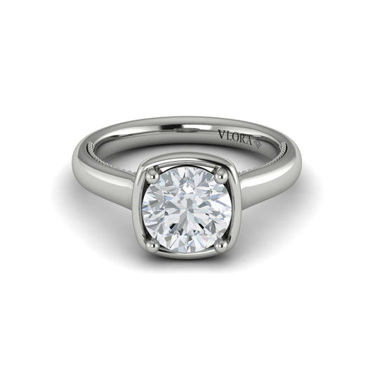 Round Classic Engagement Ring in Platinum by Vlora Bridal