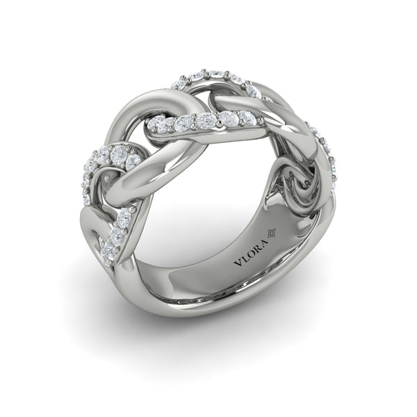 Diamond Interlacing Link Ring