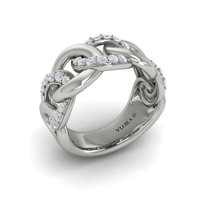 Diamond Interlacing Link Ring