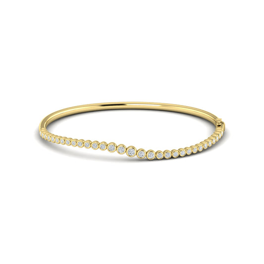 Graduated Bezel Set Diamond Bangle