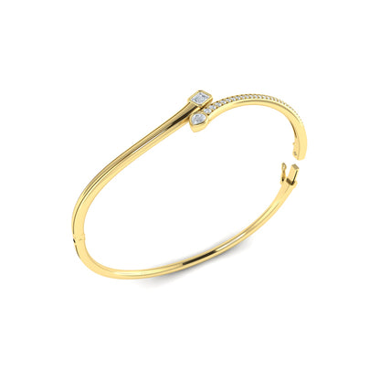 Emerald & Pear Shape Diamond Open Bangle