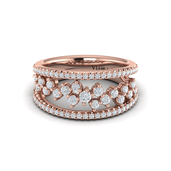 Floating Diamond Cluster Ring