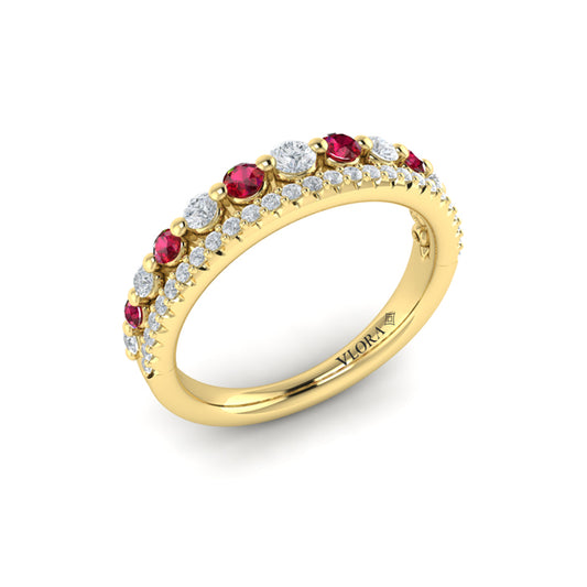 Diamond and Ruby Two Row Ring