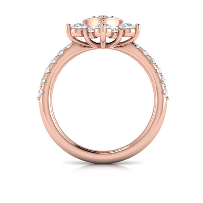 Floating Diamond Floral and Vlora Star Ring