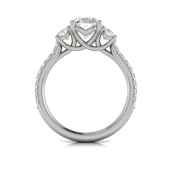 Oval Three Stone Engagement Ring in Platinum by Vlora Bridal