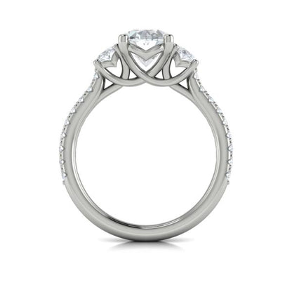 Oval Three Stone Engagement Ring in Platinum by Vlora Bridal