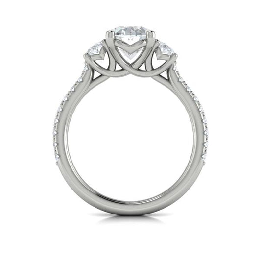 Oval Three Stone Engagement Ring in Platinum by Vlora Bridal