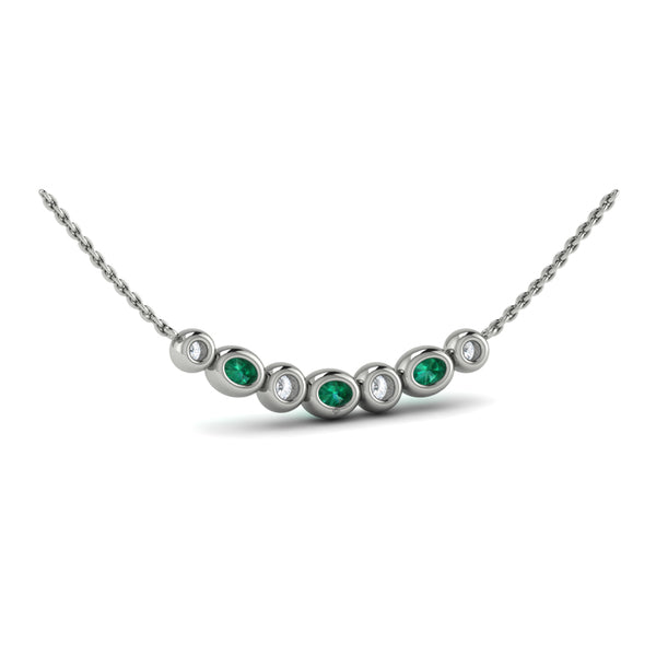 Diamond and Emerald Rounded Bezel Pendant