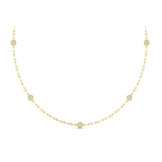Multi Diamond Honeycomb Link Necklace