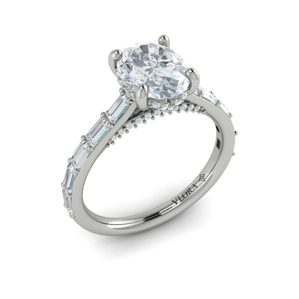 Oval Classic Engagement Ring in Platinum by Vlora Bridal