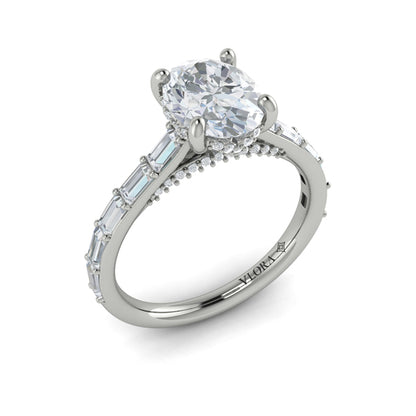 Oval Classic Engagement Ring in Platinum by Vlora Bridal