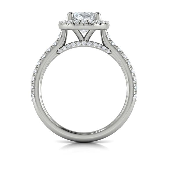Oval Halo Engagement Ring in Platinum by Vlora Bridal