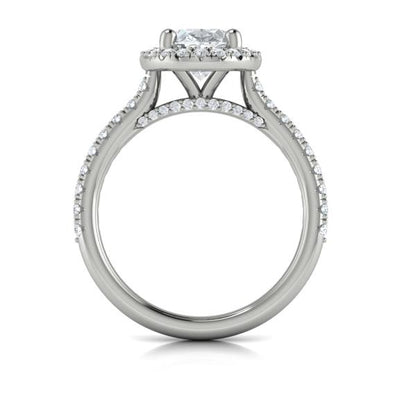 Oval Halo Engagement Ring in Platinum by Vlora Bridal