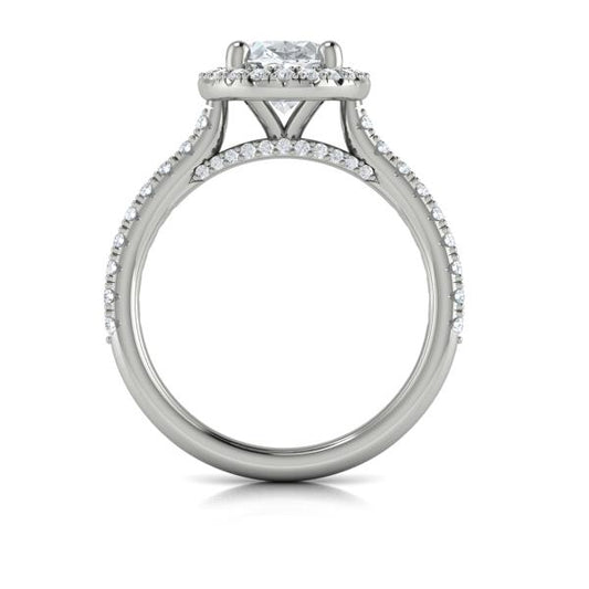 Oval Halo Engagement Ring in Platinum by Vlora Bridal