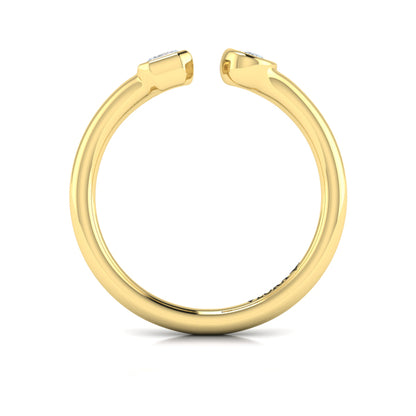 Bezel‑Set Emerald and Oval Diamond Open Form Ring