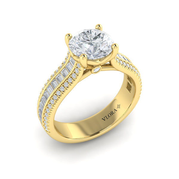 Opulent Cathedral Round Diamond Engagement Ring