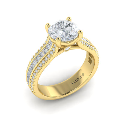 Opulent Cathedral Round Diamond Engagement Ring