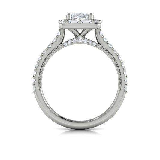 Oval Halo, Modern Vintage Engagement Ring in Platinum by Vlora Bridal