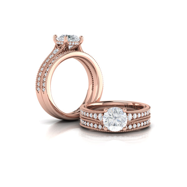 Matching Bands Wedding Band in 14K Rose Gold by Vlora Bridal