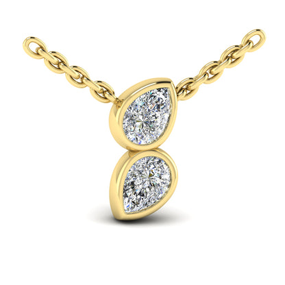 Pear Shaped Diamond Bezel‑Set Two‑Stone Sculpted Necklace