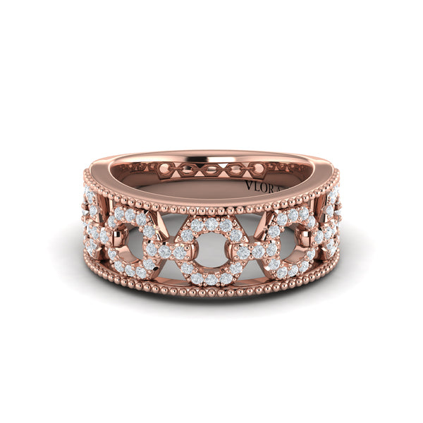 Diamond Open Honeycomb Link Ring