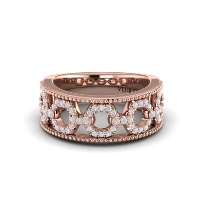 Diamond Open Honeycomb Link Ring