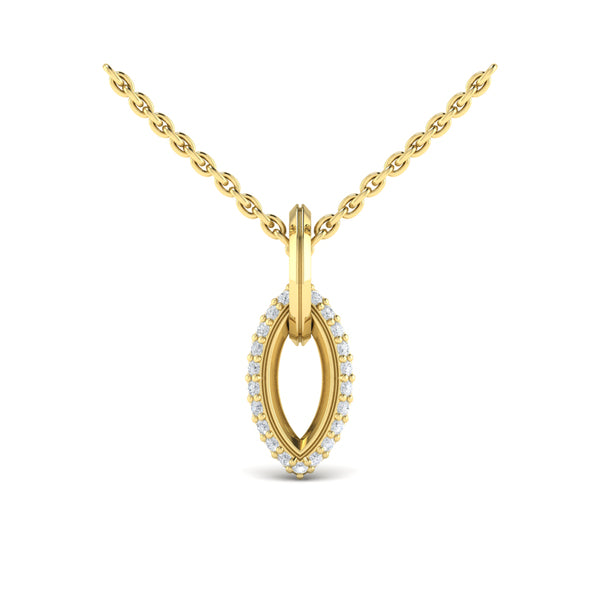 Open Navette Silhouette wtih Diamonds Pendant