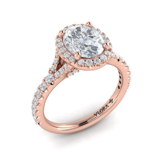 Timeless Halo Split Shank Oval Engagement Ring