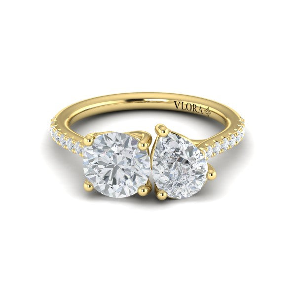 Duet Pear and Round Toi et Moi Engagement Ring