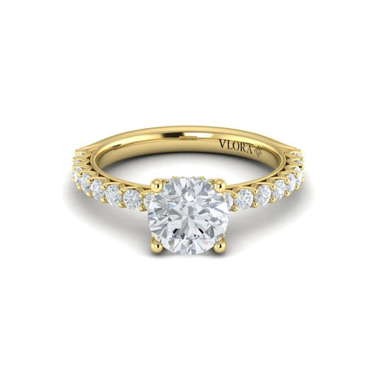 Woven Elegance Hidden Halo Round Engagement Ring