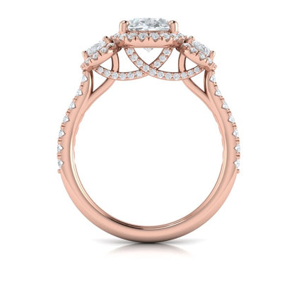 Triple Halo Oval Engagement Ring