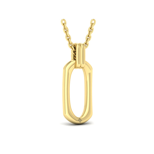 Diamond Accent North South Open Oval Pendant with Link Necklace