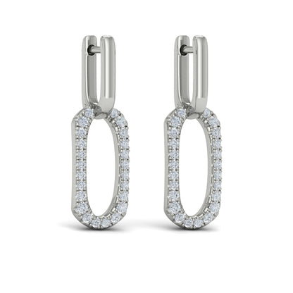Diamond North South Open Oval Pendant Link Earrings