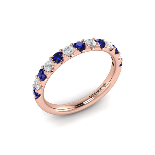 Sapphire and Diamond Stackable Band