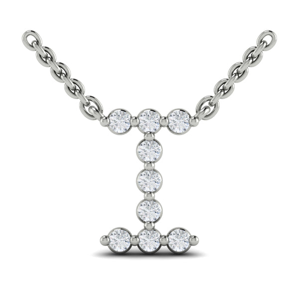 Diamond Alphabet Pendant Necklace, I