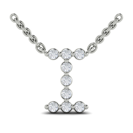 Diamond Alphabet Pendant Necklace, I