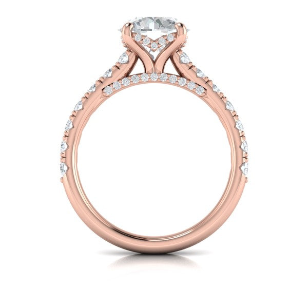 Timeless Cathedral Engagement Ring with Hidden Halo