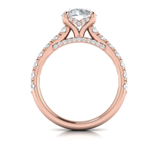 Timeless Cathedral Engagement Ring with Hidden Halo