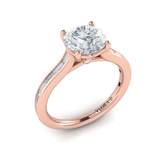 Round Classic Engagement Ring in 14K Rose Gold by Vlora Bridal