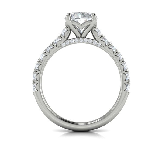French Cathedral Round Diamond Engagement Ring