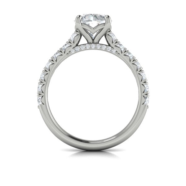French Cathedral Round Diamond Engagement Ring
