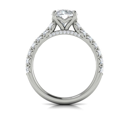 French Cathedral Round Diamond Engagement Ring