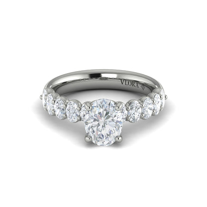 Oval Classic Engagement Ring in Platinum by Vlora Bridal
