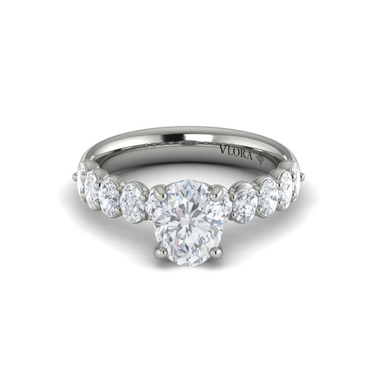Oval Classic Engagement Ring in Platinum by Vlora Bridal