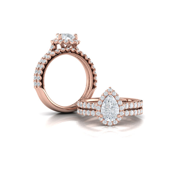 Timeless Pear Halo Engagement Ring