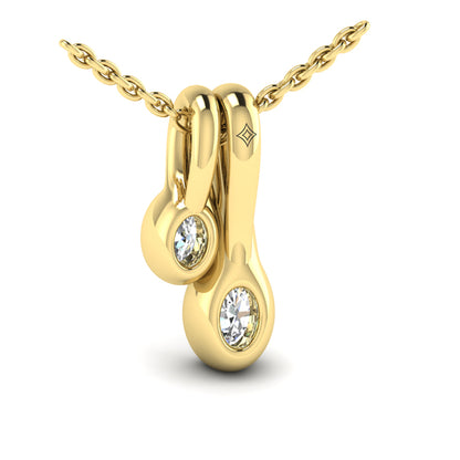 Bezel‑set Oval Diamond Double‑Drop Necklace