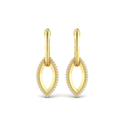 Open Navette Silhouette wtih Diamonds Earrings