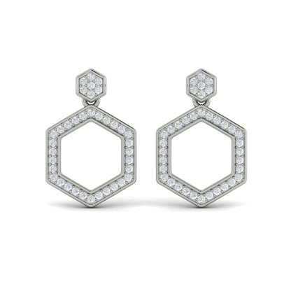 Channel Set Diamond Open Honeycomb Drop Stud Earrings